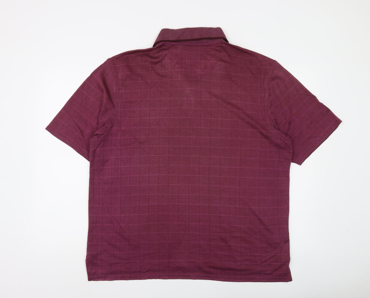 Marks and Spencer Men’s Red Check Polo Shirt Size L Short Sleeve