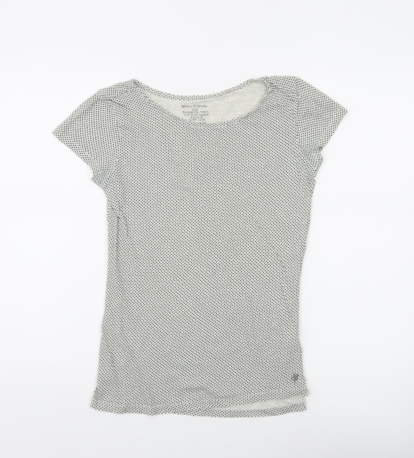 Marc O'Polo Women's White Polka Dot Cotton Jersey T-Shirt Size S