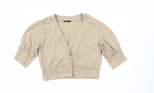 St. Bernard Women’s Gold 3/4 Sleeve Puff Cardigan Size 14