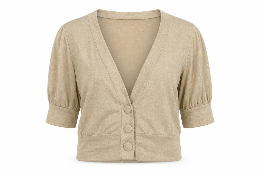 St. Bernard Women’s Gold 3/4 Sleeve Puff Cardigan Size 14