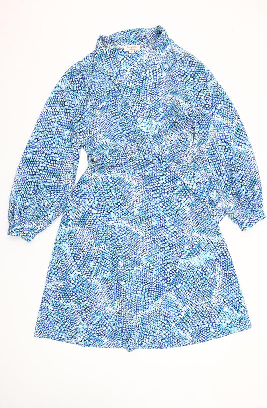 Emily & Me Women Blue Size 8 Wrap Dress Belted Long Sleeve