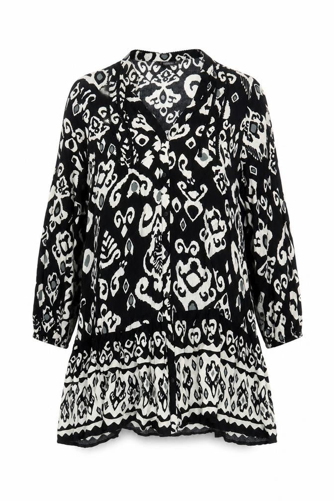 Dunnes Women’s Black Geometric Viscose Shift Dress L
