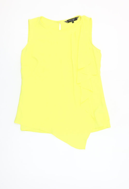 Principles by Ben de Lisi Women's Yellow Sleeveless Ruffle Blouse Size 8