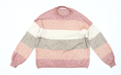 Additional front view of Only Women’s Multicoloured Striped Crew Neck Jumper, size M
