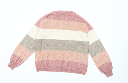 Close-up detail of Only Women’s Multicoloured Striped Crew Neck Jumper, size M