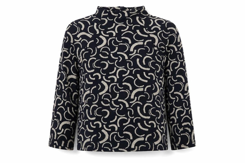 Marks & Spencer Women's Black Geometric High Neck Pullover Jumper Size 10