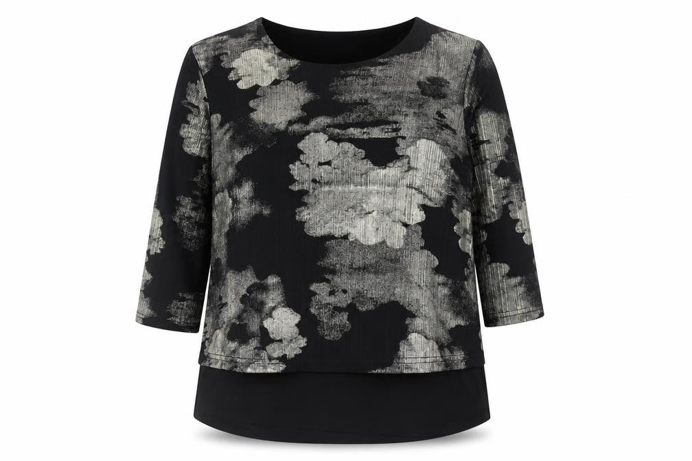 Just Elegance Women’s Black Abstract Tunic Blouse Size 18