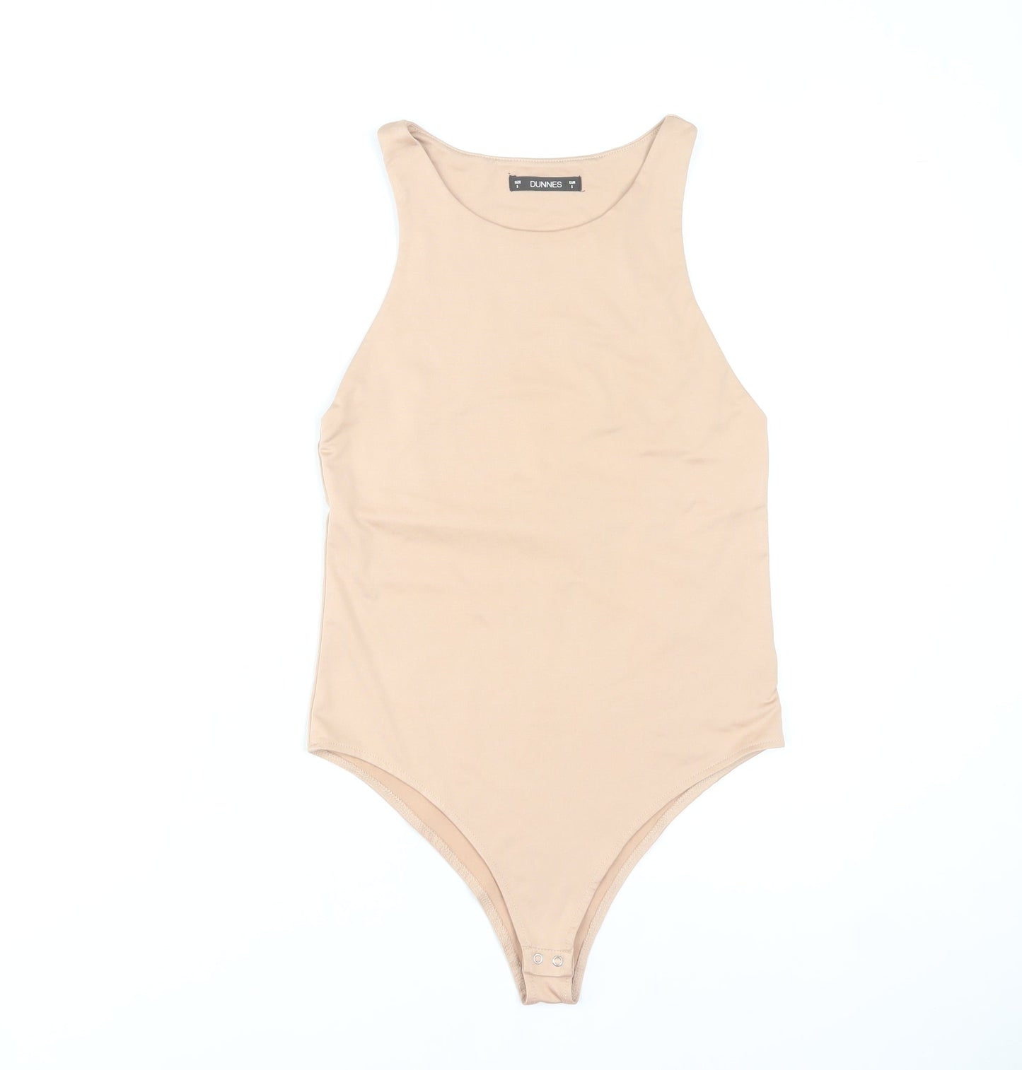Dunnes Women Beige Bodysuit Size 8 Slim Fit Sleeveless Polyester Blend