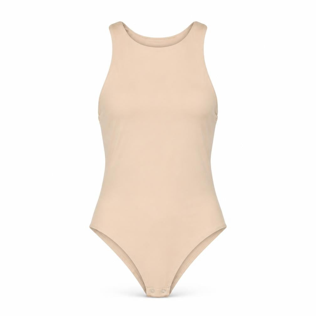 Dunnes Women Beige Bodysuit Size 8 Slim Fit Sleeveless Polyester Blend