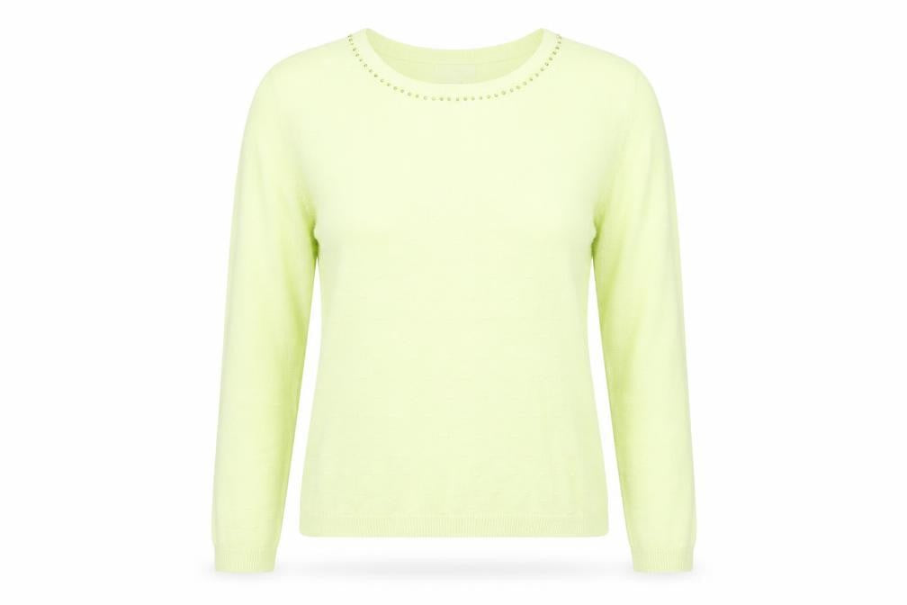 Paramour Womens Green Beaded Crew Neck Knit Jumper L