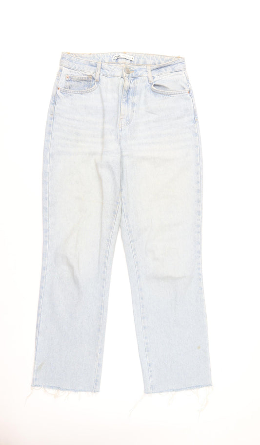 Zara Women Light Blue High Rise Straight Denim Jeans Size 10