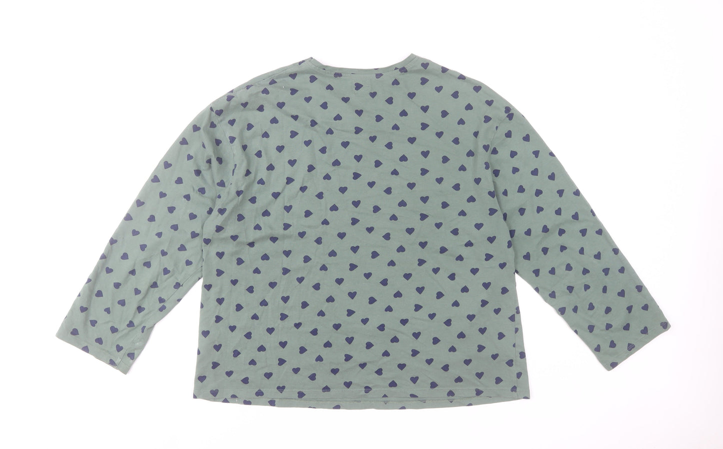 John Lewis Women’s Green Heart Print Long Sleeve Cotton T-Shirt Size 12