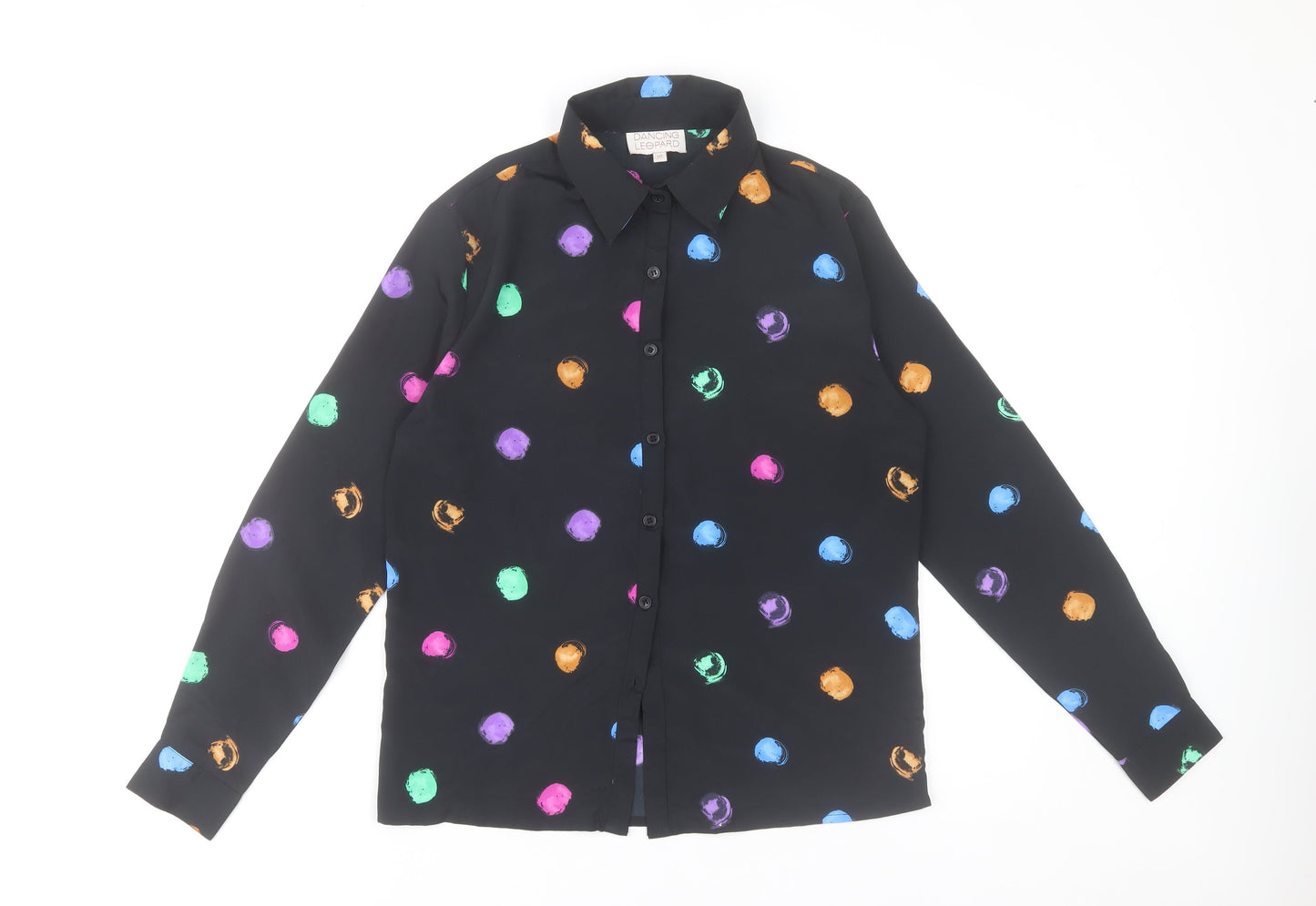 Dancing Leopard Women's Multicoloured Spot Button-Up Shirt Size 10