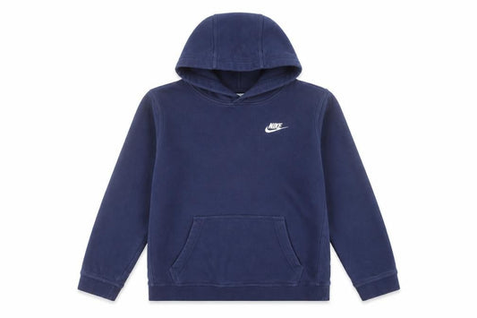 Front view of Nike boys’ navy blue pullover hoodie xl 158-170cm cotton blend sweatshirt