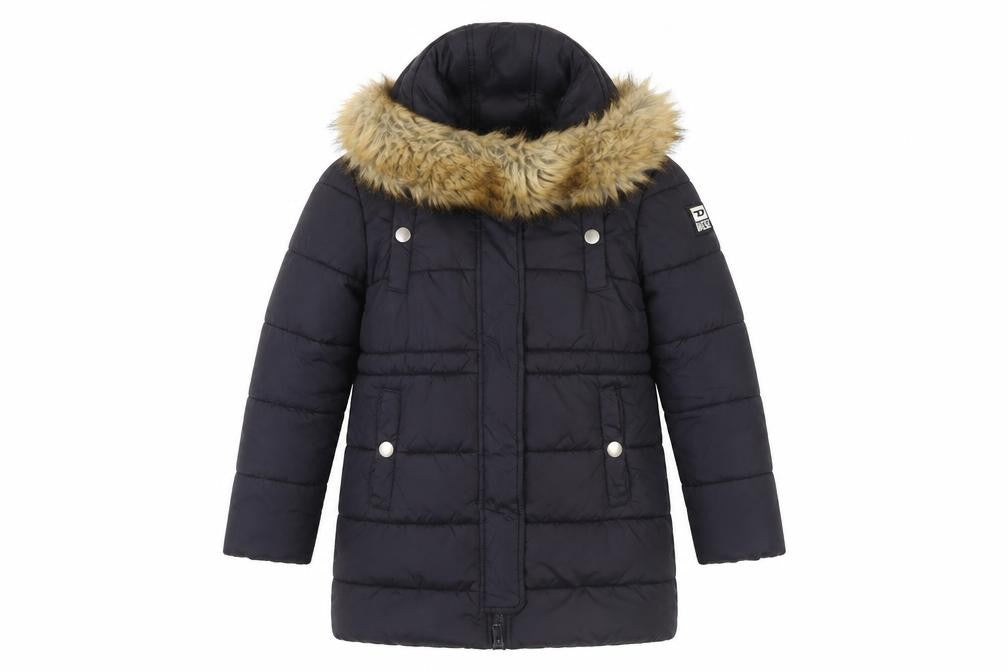 Diesel Womens Black Faux Fur Hooded Puffer Coat Size S