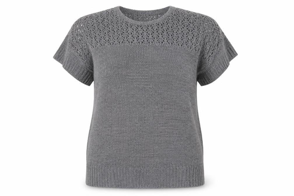 Evans Women’s Grey Short Sleeve Open-Knit Pullover Jumper Size 18