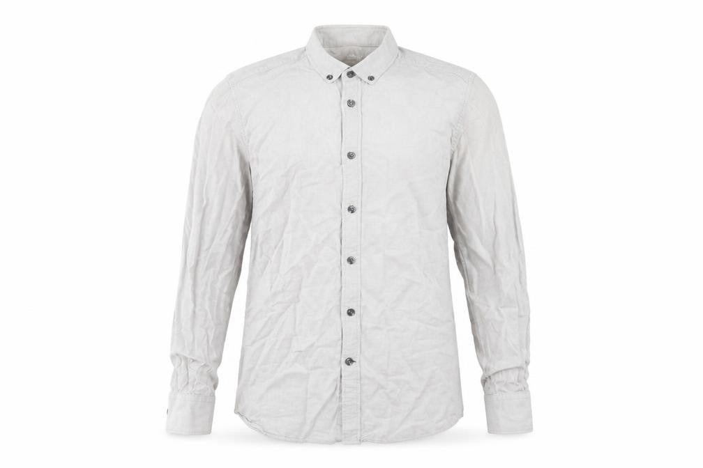 Dunnes Men's Grey Slim Fit Cotton Long Sleeve Button-Up Shirt Size S