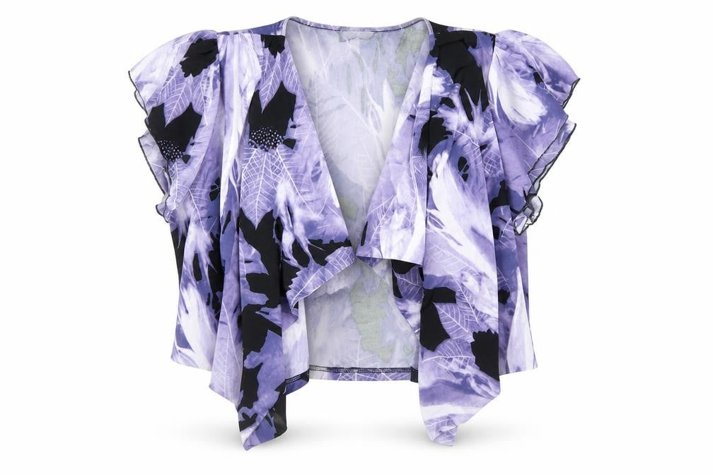 GOLD Women’s Purple Floral Wrap Blouse Size 18 Short Sleeve Chiffon Top