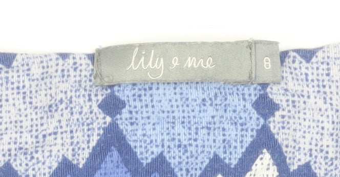 Lily and Me Women's Blue Geometric Jersey Shift Dress Size 8