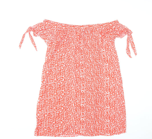 Papaya Women Red Off Shoulder Animal Print Knee Length Dress Size 16