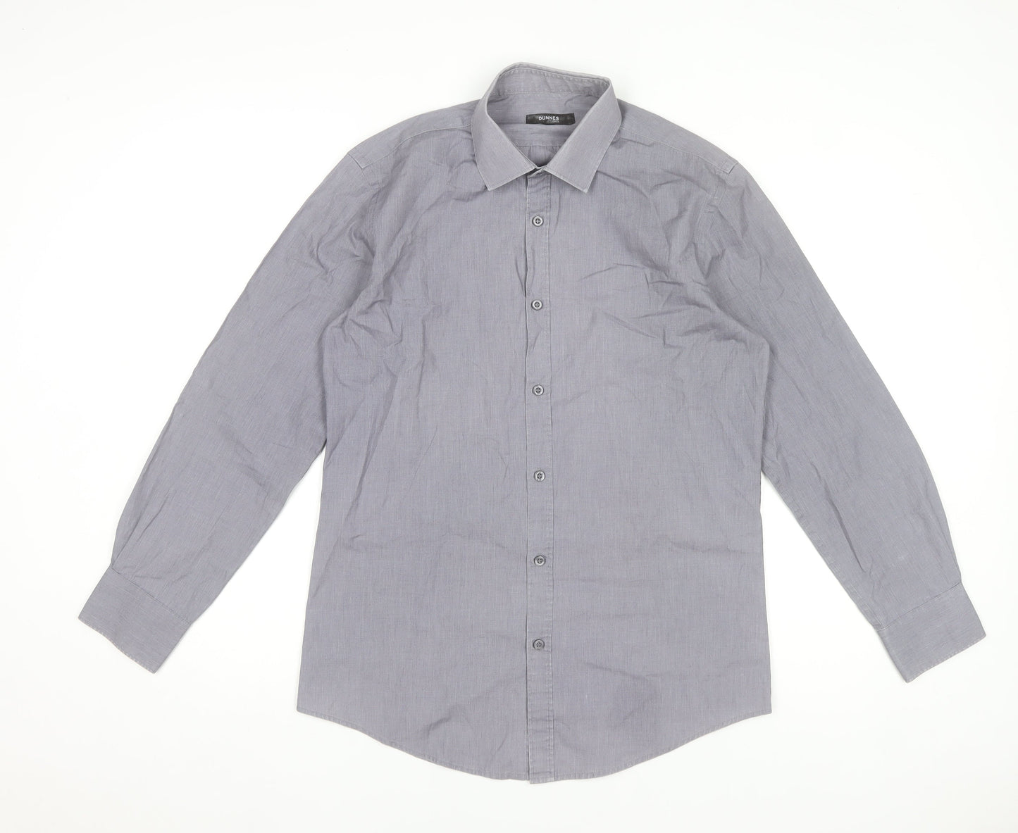 Dunnes Stores Men's Grey Classic Fit Long Sleeve Dress Shirt 15.5in Collar