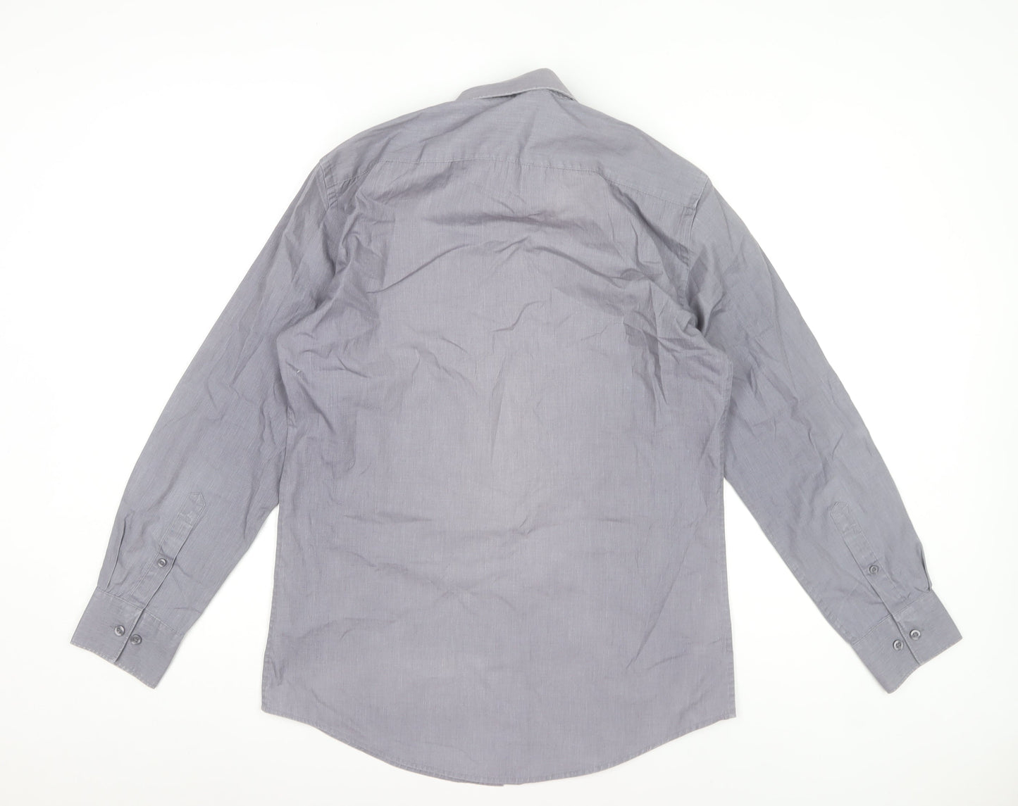 Dunnes Stores Men's Grey Classic Fit Long Sleeve Dress Shirt 15.5in Collar