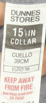 Dunnes Stores Men's Grey Classic Fit Long Sleeve Dress Shirt 15.5in Collar