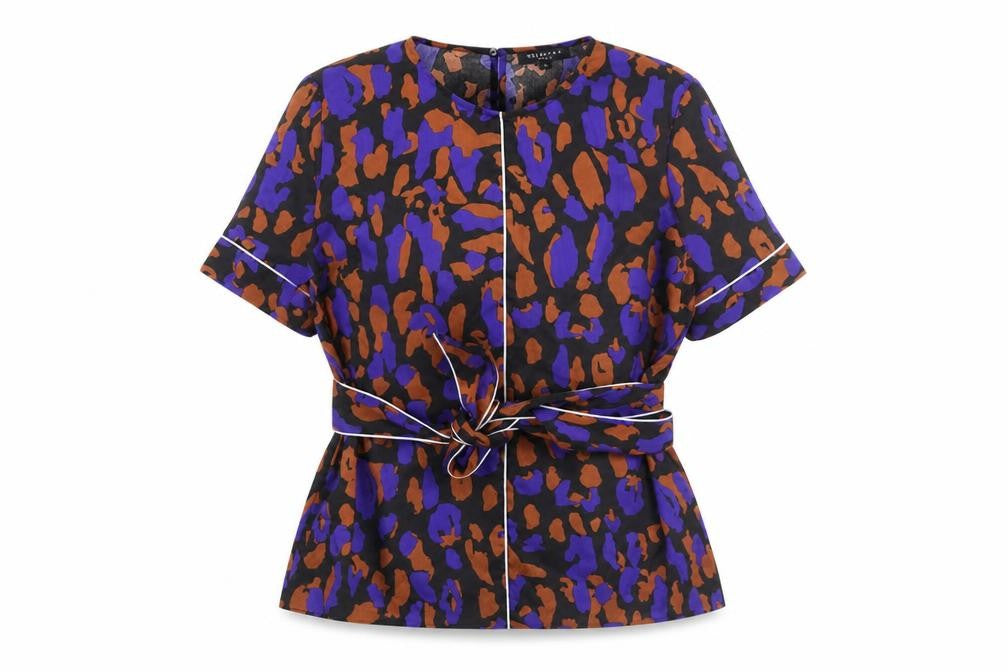 Selected Femme Women's Multicoloured Animal Print Lyocell Blouse Size 8