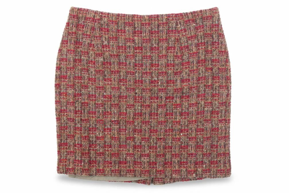 Nine to Five Womens Red Tweed Wool Short Straight Skirt Size 14