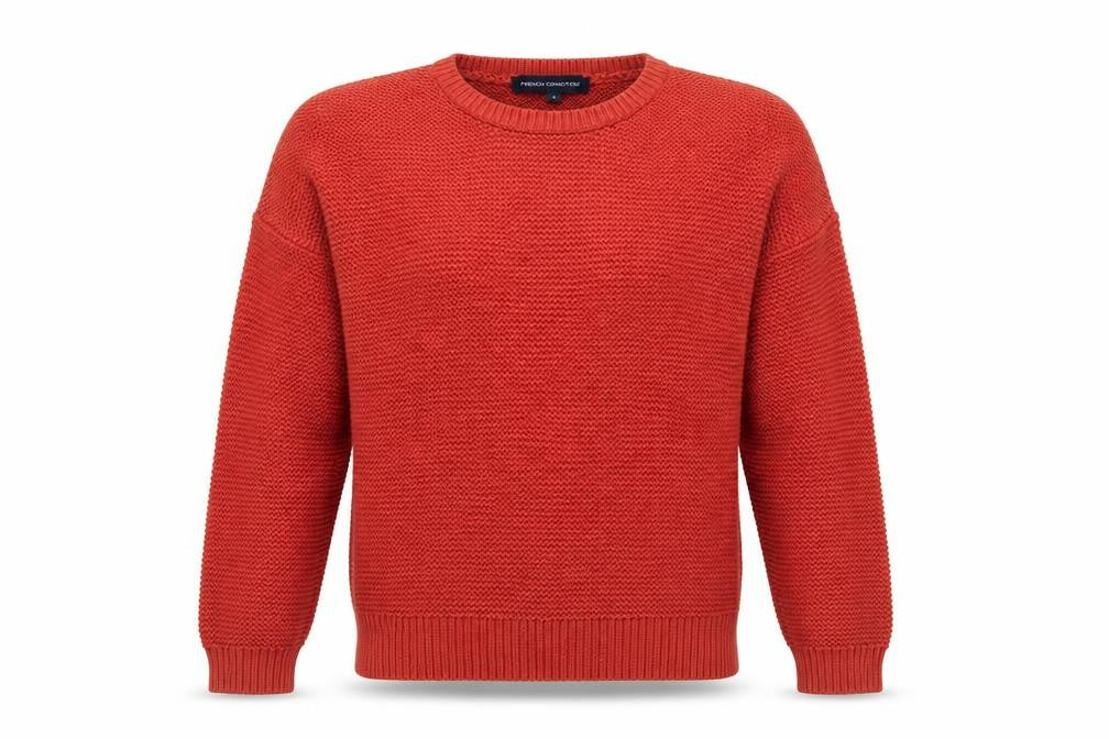 French Connection Men's Red Cotton Chunky Knit Jumper Size S