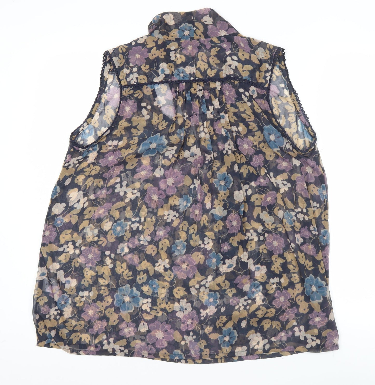 Next Women’s Multicoloured Floral Chiffon Sleeveless Tunic Blouse Size 14