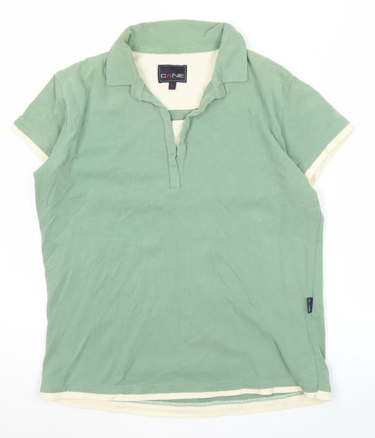 Cane Women’s Green Cotton Collared Polo Shirt Size 12