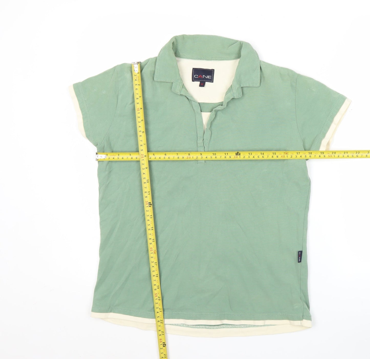 Cane Women’s Green Cotton Collared Polo Shirt Size 12