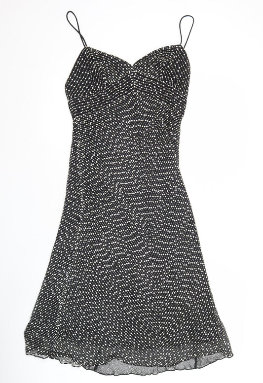 White House Black Market Women’s Black Polka Dot Silk Slip Dress Size 6
