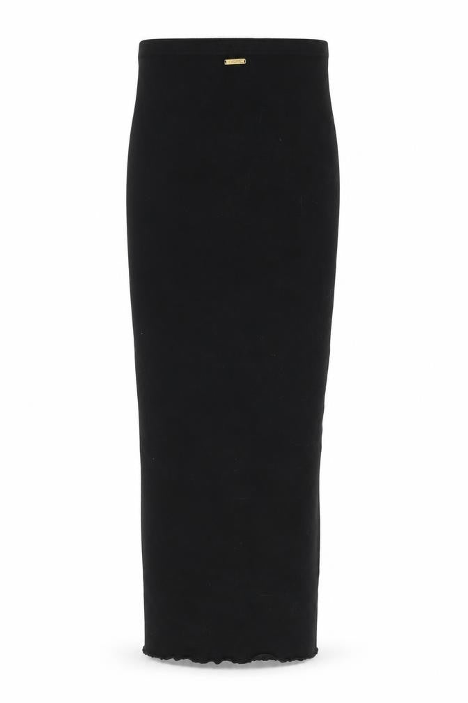 Front view of BDG Urban Outfitters Women’s Black L Strapless Bodycon Midi Dress