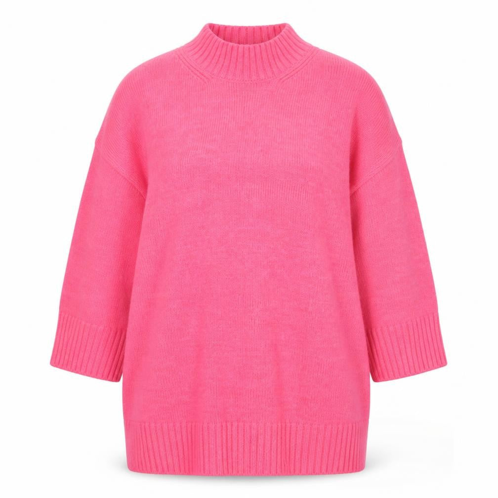 Next Women’s Pink Mock Neck Relaxed Knit Pullover Jumper XL