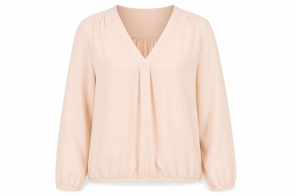 Chaus Women Pink Long Sleeve V-Neck Tunic Blouse Size M