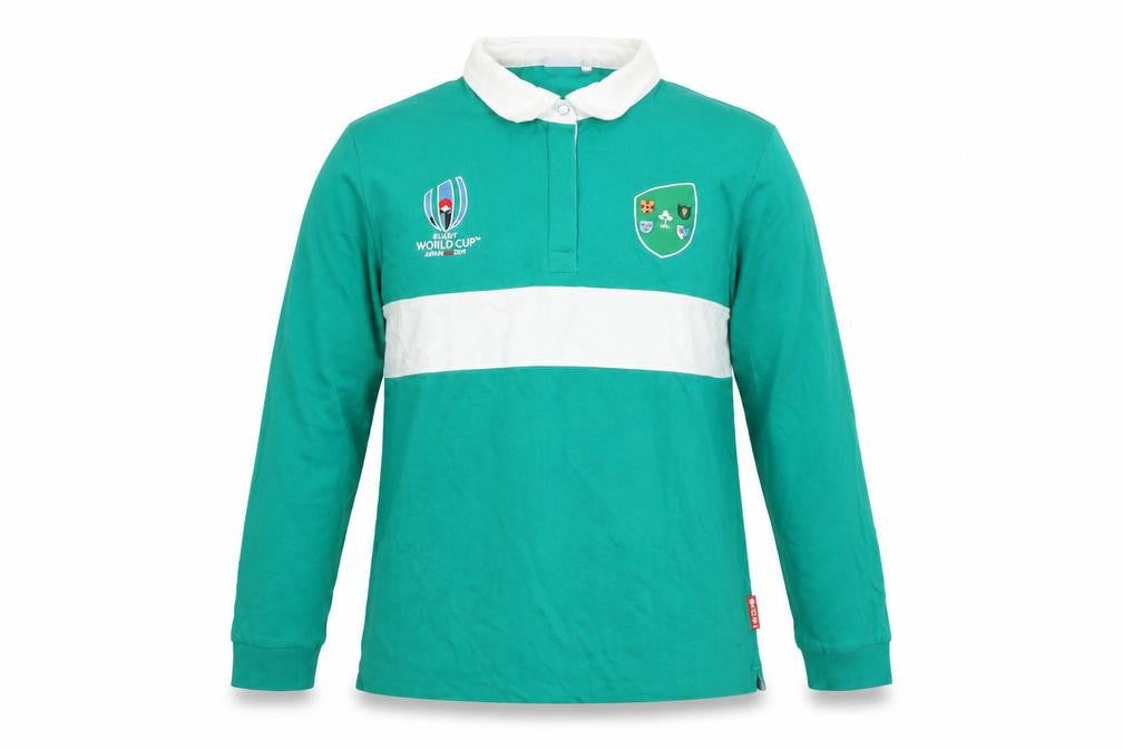 Rugby World Cup 2019 Men's Green L Collared Long Sleeve Cotton Pullover Jumper