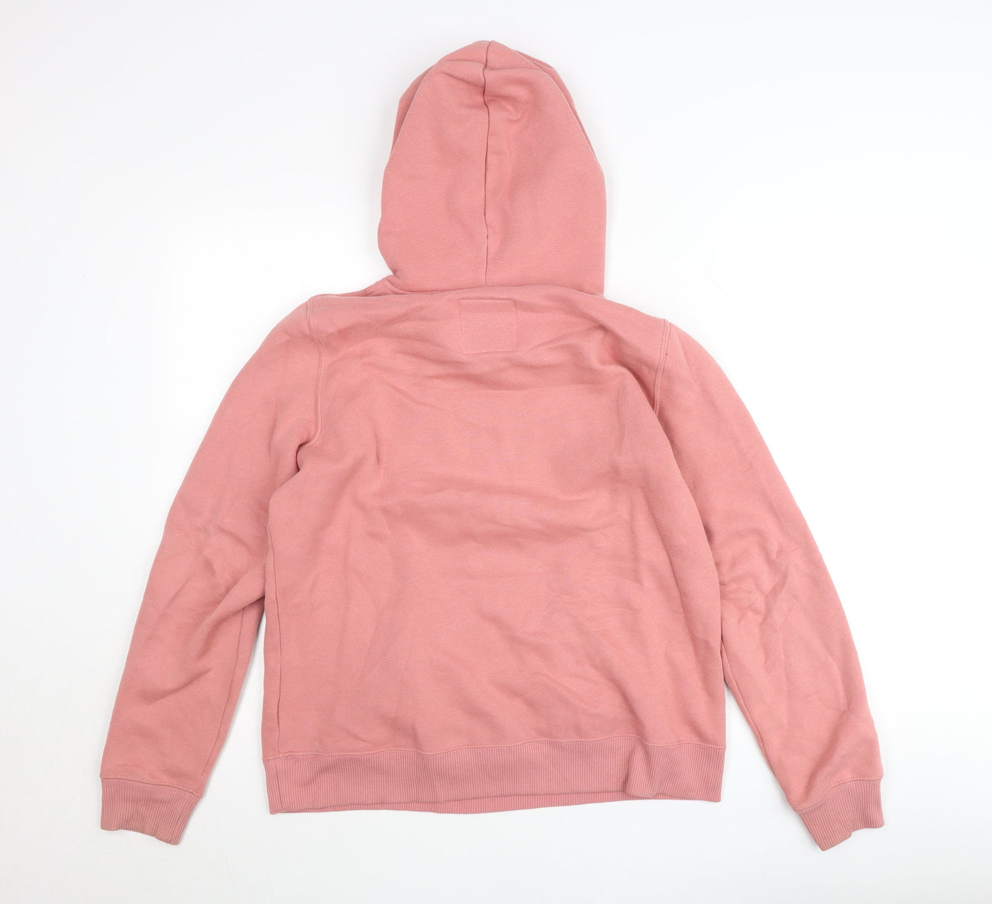 Hollister Women Pink Medium Pullover Hoodie with Logo Print