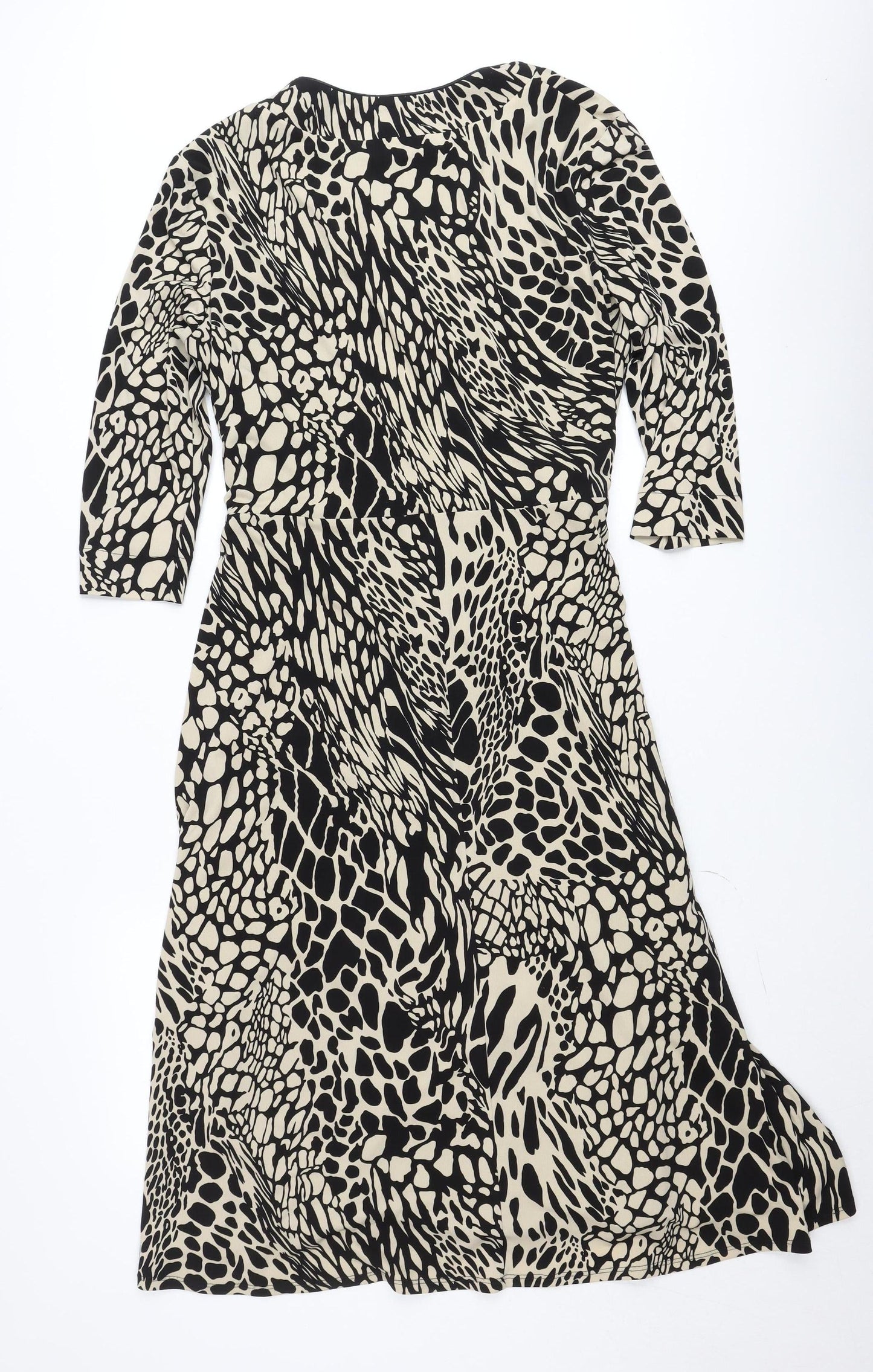 Viyella Womens Black Animal Print Wrap Dress Size 18