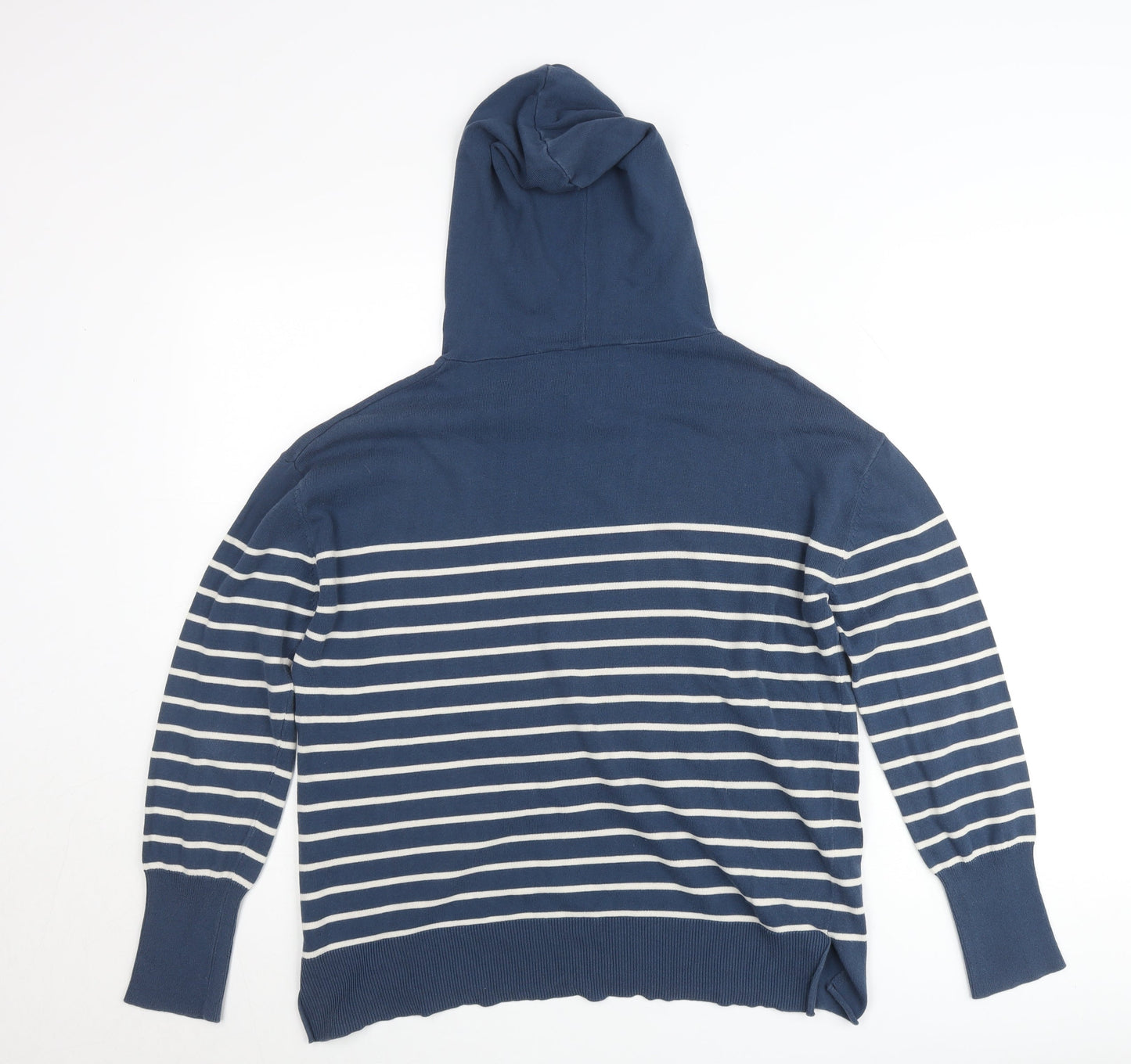 Carolyn Donnelly Women Blue Striped Pullover Hoodie XS Cotton