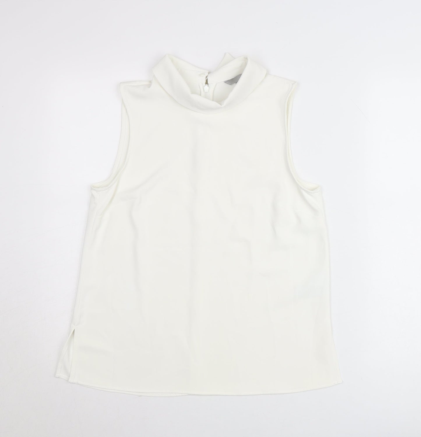 H&M Women’s White Mock Neck Sleeveless Blouse Size 10