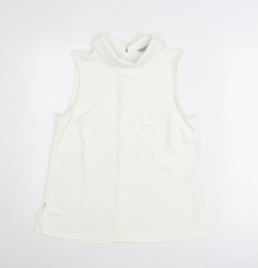 H&M Women’s White Mock Neck Sleeveless Blouse Size 10