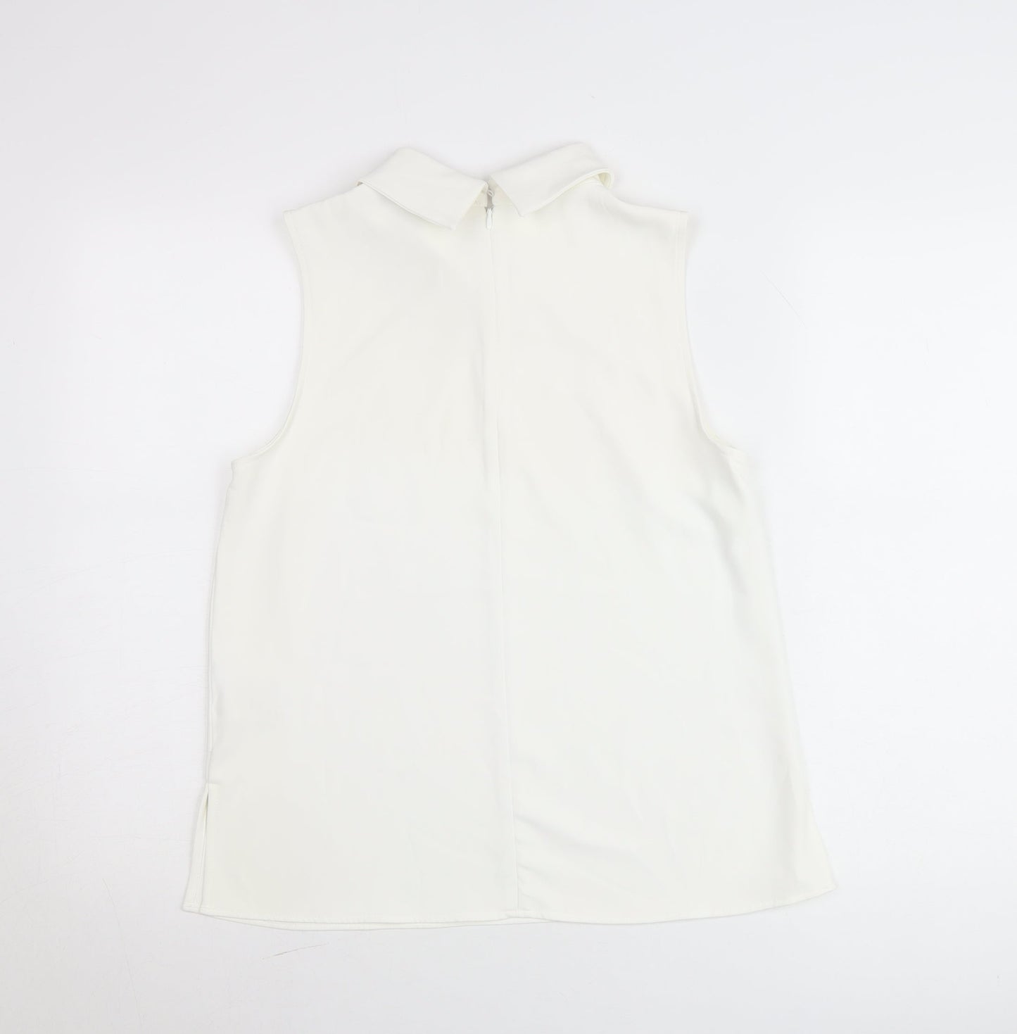 H&M Women’s White Mock Neck Sleeveless Blouse Size 10