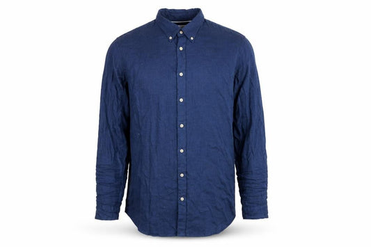 SELECTED HOMME Men's Blue Slim Fit Button-Up Cotton Shirt XL