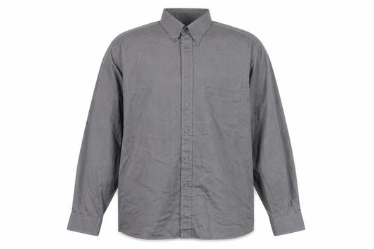 St Bernard Mens Grey 16in Button-Down Cotton Blend Long Sleeve Shirt