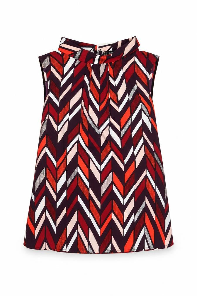 Principles by Ben de Lisi Womens Multicoloured Geometric Zip Blouse Size 12