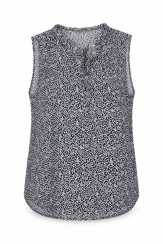 FREEQUENT Women's Blue Floral Sleeveless Blouse XL