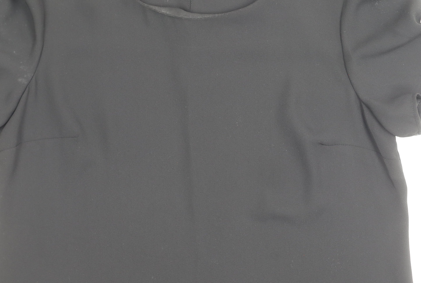 Oasis Women's Black Short Sleeve Blouse UK 12 Round Neck Top