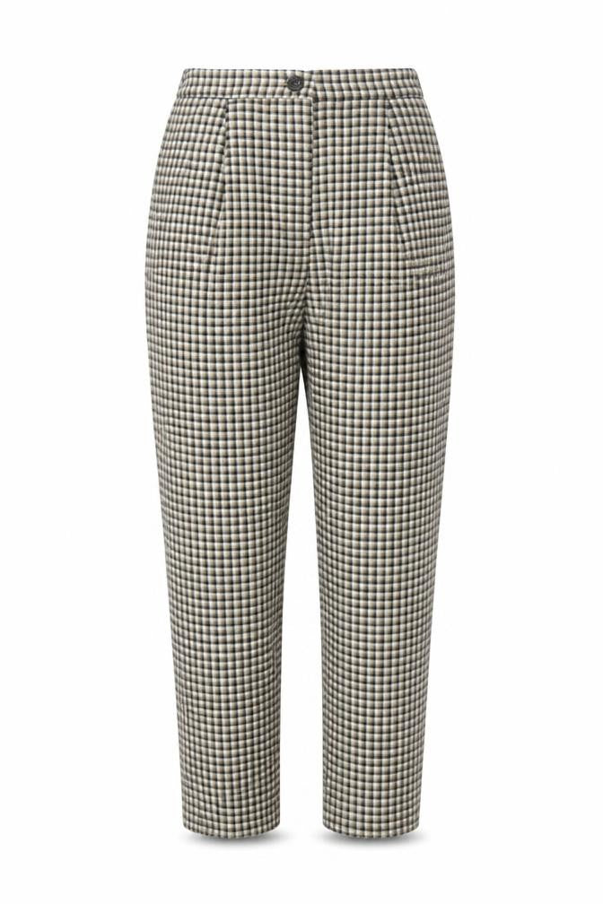 H&M Divided Women’s Beige Check Stretch Trousers Size 10